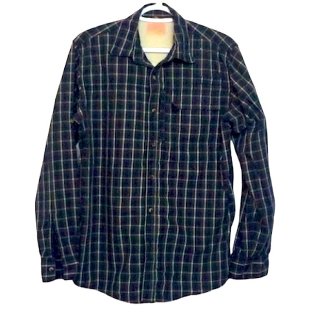 🌞 Wrangler western cowboy plaid performance button-up shirt pockets men size S